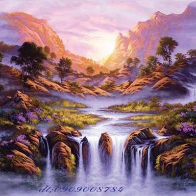 Tranh sơn thủy thác nước 80x120