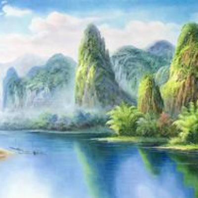 Tranh sơn thủy thác nước 70x120