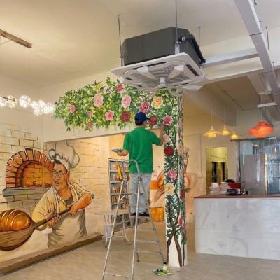 Tranh vẽ Tường "Người Thợ Làm Bánh Và Dây Leo Hoa Hồng